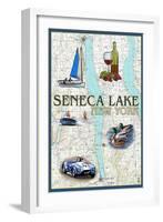 Seneca Lake, New York - Nautical Chart-Lantern Press-Framed Art Print