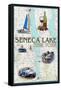 Seneca Lake, New York - Nautical Chart-Lantern Press-Framed Stretched Canvas