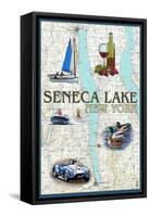 Seneca Lake, New York - Nautical Chart-Lantern Press-Framed Stretched Canvas