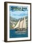 Seneca Lake, New York - Sailboat Scene-Lantern Press-Framed Art Print