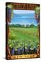 Seneca Lake, New York - Vineyard Scene-Lantern Press-Stretched Canvas