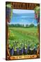 Seneca Lake, New York - Vineyard Scene-Lantern Press-Stretched Canvas