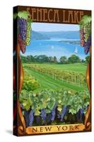 Seneca Lake, New York - Vineyard Scene-Lantern Press-Stretched Canvas