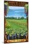 Seneca Lake, New York - Vineyard Scene-Lantern Press-Mounted Art Print