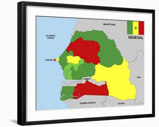 Senegal Map-tony4urban-Framed Art Print