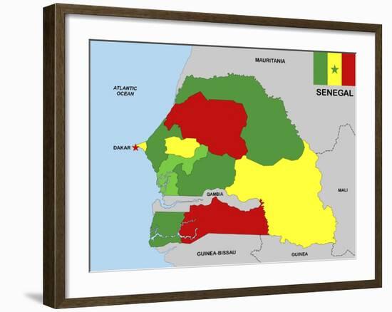 Senegal Map-tony4urban-Framed Art Print