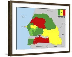 Senegal Map-tony4urban-Framed Art Print