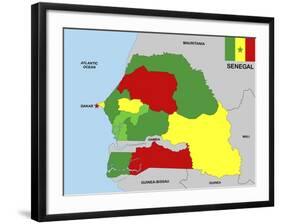 Senegal Map-tony4urban-Framed Art Print