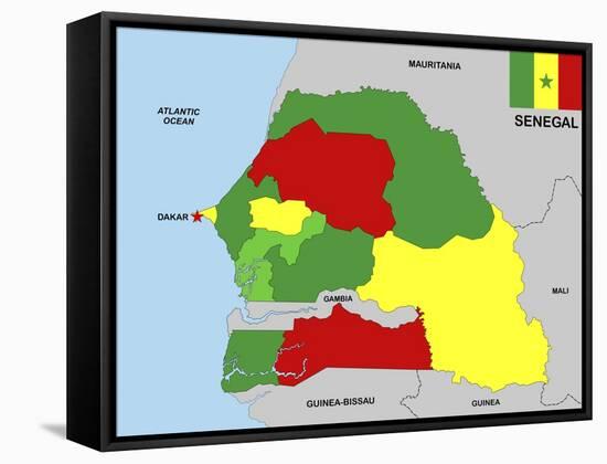 Senegal Map-tony4urban-Framed Stretched Canvas