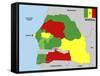 Senegal Map-tony4urban-Framed Stretched Canvas