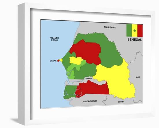Senegal Map-tony4urban-Framed Art Print