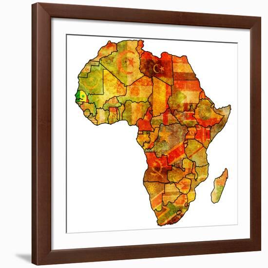 Senegal on Actual Map of Africa-michal812-Framed Art Print