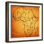 Senegal on Actual Map of Africa-michal812-Framed Art Print