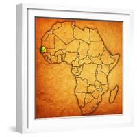 Senegal on Actual Map of Africa-michal812-Framed Art Print