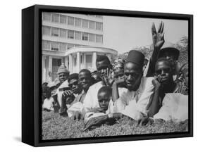 Senegalese Awaiting Arrival of US VP Lyndon Johnson to Celebrate First Year of their Independence-Hank Walker-Framed Stretched Canvas