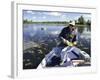 Senior Man Holding a Fish-null-Framed Photographic Print