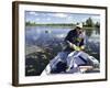 Senior Man Holding a Fish-null-Framed Photographic Print