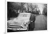 Senior Man with His Automobile on an Illinois Street, Ca. 1950-null-Framed Photographic Print