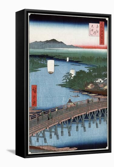 Senju Great Bridge, Japanese Wood-Cut Print-Lantern Press-Framed Stretched Canvas