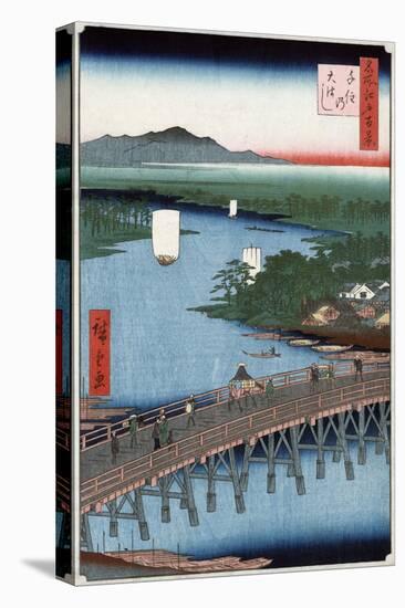 Senju Great Bridge, Japanese Wood-Cut Print-Lantern Press-Stretched Canvas