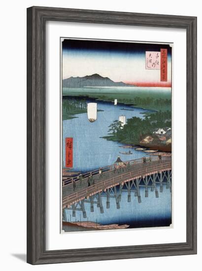 Senju Great Bridge, Japanese Wood-Cut Print-Lantern Press-Framed Art Print