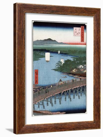 Senju Great Bridge, Japanese Wood-Cut Print-Lantern Press-Framed Art Print