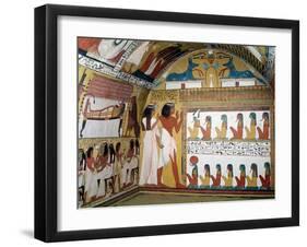 Sennedjem and His Wife Facing a Naos Containing Twelve Divinities-null-Framed Giclee Print