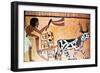 Sennutem Ploughing with Cattle, Ancient Egyptian Tomb Painting, New Kingdom (1550-1069 B)-null-Framed Giclee Print