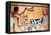 Sennutem Ploughing with Cattle, Ancient Egyptian Tomb Painting, New Kingdom (1550-1069 B)-null-Framed Stretched Canvas
