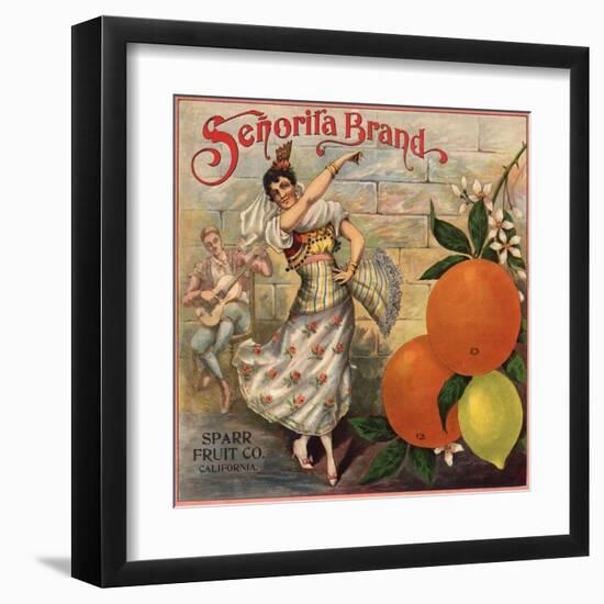 Senorita Brand - California - Citrus Crate Label-Lantern Press-Framed Art Print