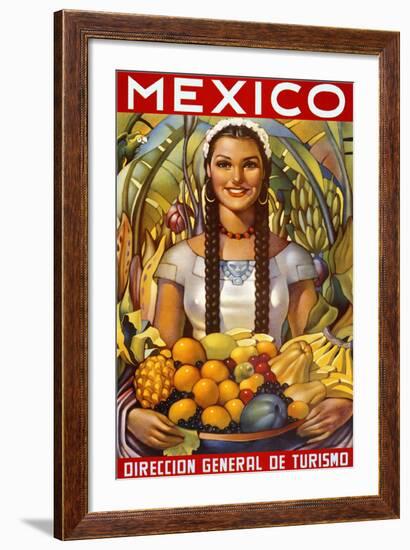 Senorita with Fruit-null-Framed Art Print