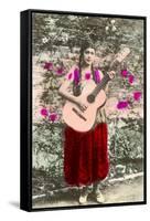 Senorita with Guitar-null-Framed Stretched Canvas