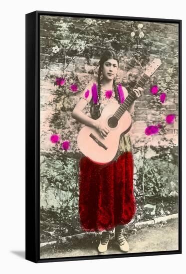 Senorita with Guitar-null-Framed Stretched Canvas