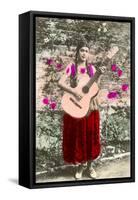 Senorita with Guitar-null-Framed Stretched Canvas