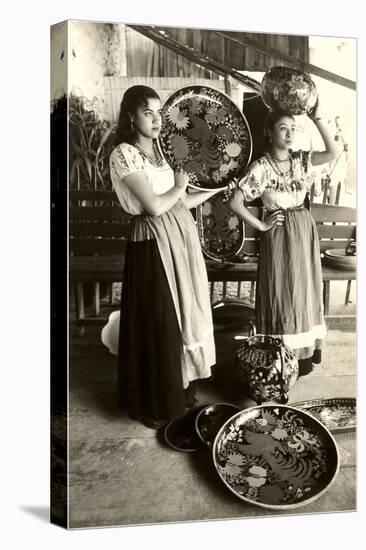 Senoritas Displaying Pottery-null-Stretched Canvas