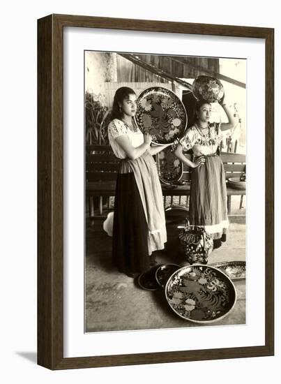 Senoritas Displaying Pottery-null-Framed Art Print