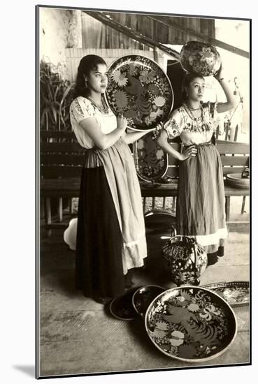 Senoritas Displaying Pottery-null-Mounted Art Print