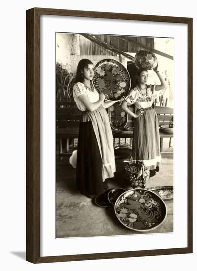 Senoritas Displaying Pottery-null-Framed Art Print