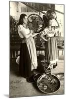 Senoritas Displaying Pottery-null-Mounted Art Print