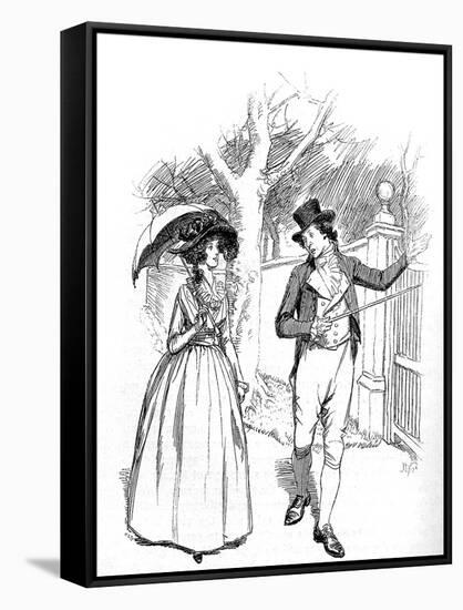 'Sense and Sensibility' by Jane Austen-Hugh Thomson-Framed Stretched Canvas