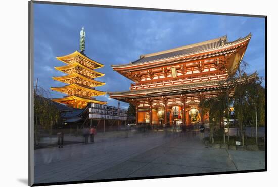 Senso-Ji, an Ancient Buddhist Temple, at Night, Asakusa, Tokyo, Japan, Asia-Stuart Black-Mounted Photographic Print