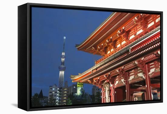Senso-Ji Temple and Skytree Tower at Night, Asakusa, Tokyo, Japan, Asia-Stuart Black-Framed Stretched Canvas