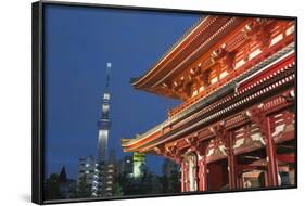 Senso-Ji Temple and Skytree Tower at Night, Asakusa, Tokyo, Japan, Asia-Stuart Black-Framed Photographic Print