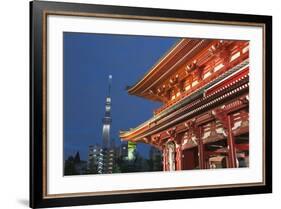 Senso-Ji Temple and Skytree Tower at Night, Asakusa, Tokyo, Japan, Asia-Stuart Black-Framed Photographic Print