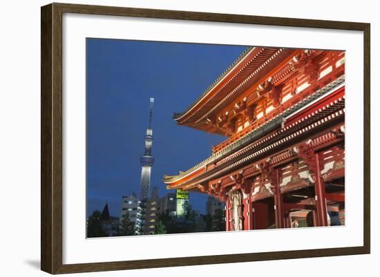 Senso-Ji Temple and Skytree Tower at Night, Asakusa, Tokyo, Japan, Asia-Stuart Black-Framed Photographic Print