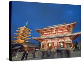 Sensoji Temple Illuminated at Night, Asakusa, Tokyo, Japan, Asia-Christian Kober-Stretched Canvas