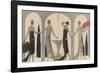 Sensually Draped Dresses with Narrow Beaded Straps Square Necklines and Detailing Over One Hip-Georges Barbier-Framed Photographic Print