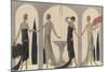 Sensually Draped Dresses with Narrow Beaded Straps Square Necklines and Detailing Over One Hip-Georges Barbier-Mounted Photographic Print