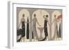 Sensually Draped Dresses with Narrow Beaded Straps Square Necklines and Detailing Over One Hip-Georges Barbier-Framed Photographic Print