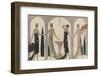 Sensually Draped Dresses with Narrow Beaded Straps Square Necklines and Detailing Over One Hip-Georges Barbier-Framed Premium Photographic Print